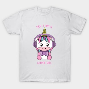 Yes i am a gamer girl, cute unicorn T-Shirt